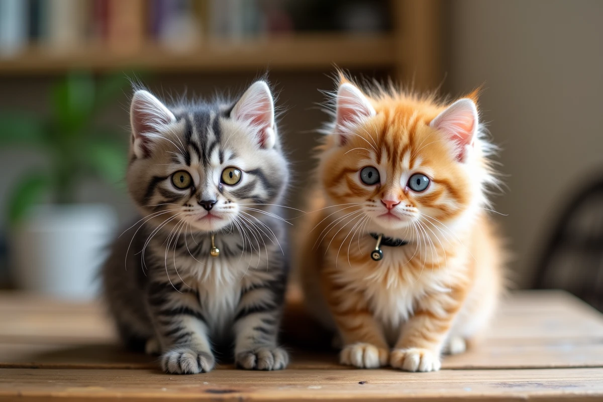 Comparaison entre un chaton de refuge et un chaton de race en élevage posés côte à côte